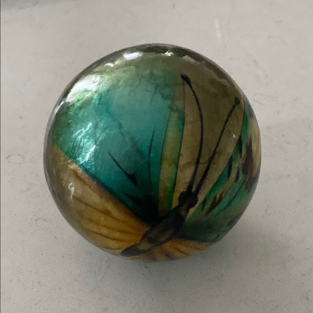 Pier 1 Handcrafted Butterfly Sphere - Green‎ and Gold